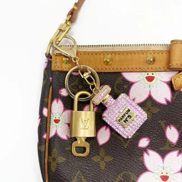 Authentic Louis Vuitton Lock & Key Bag Perfume Charm Keychain Key Charm Chain - Picture 2 of 4